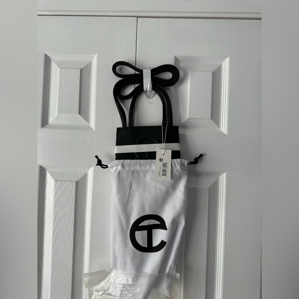 Telfar Small Shopping Bag Black Faux Leather Iconic Shopping Tote Mini Bag TBE